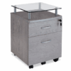 Gabinete con Ruedas de 2 cajones y repisa de vidrio Gris - Image 2