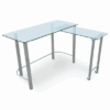 Escritorio L Office Depot Slider / Plata / Cristal templado / Acero