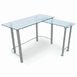 Escritorio L Office Depot Slider / Plata / Cristal templado / Acero