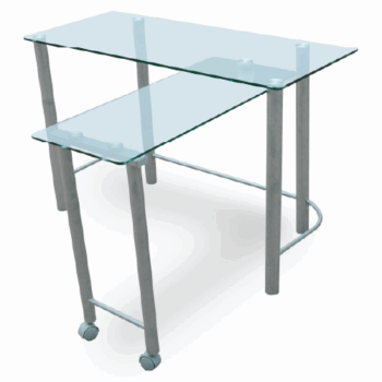 Escritorio L Office Depot Slider / Plata / Cristal templado / Acero - Image 2