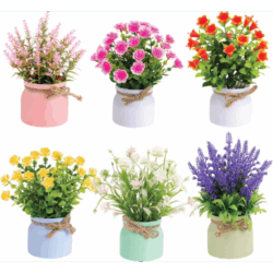 6 Pack pequeñas Plantas artificiales Mini